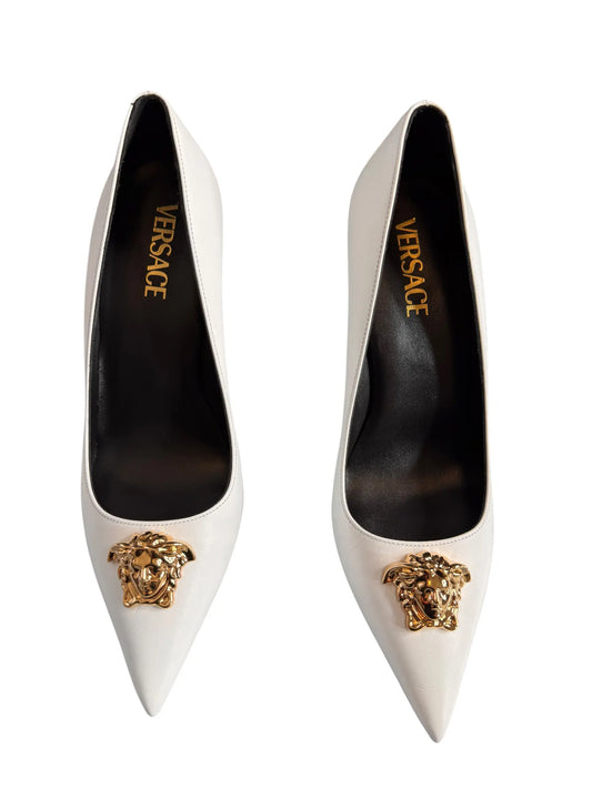 Versace décolleté Medusa bianche in pelle tacco alto - taglia 40