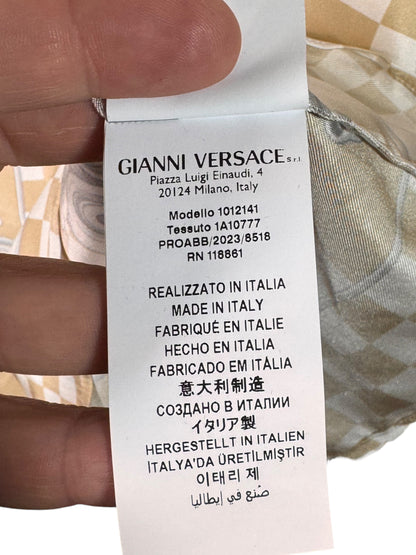 Camicia Versace in seta 100% motivo Medusa e scacchi Made in Italy (M)