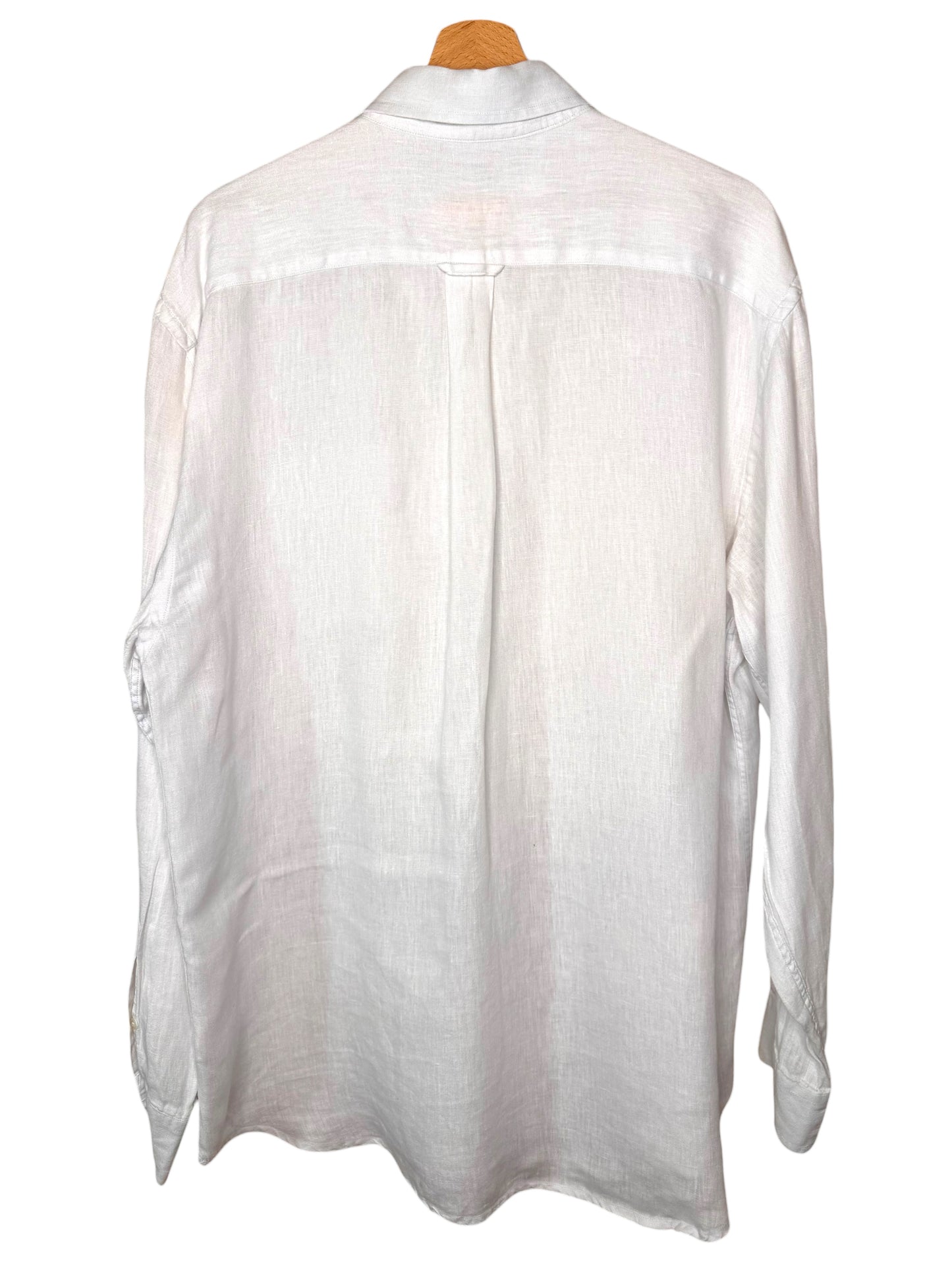 Camicia Barbour uomo XL in lino 100% bianca Made in Portugal