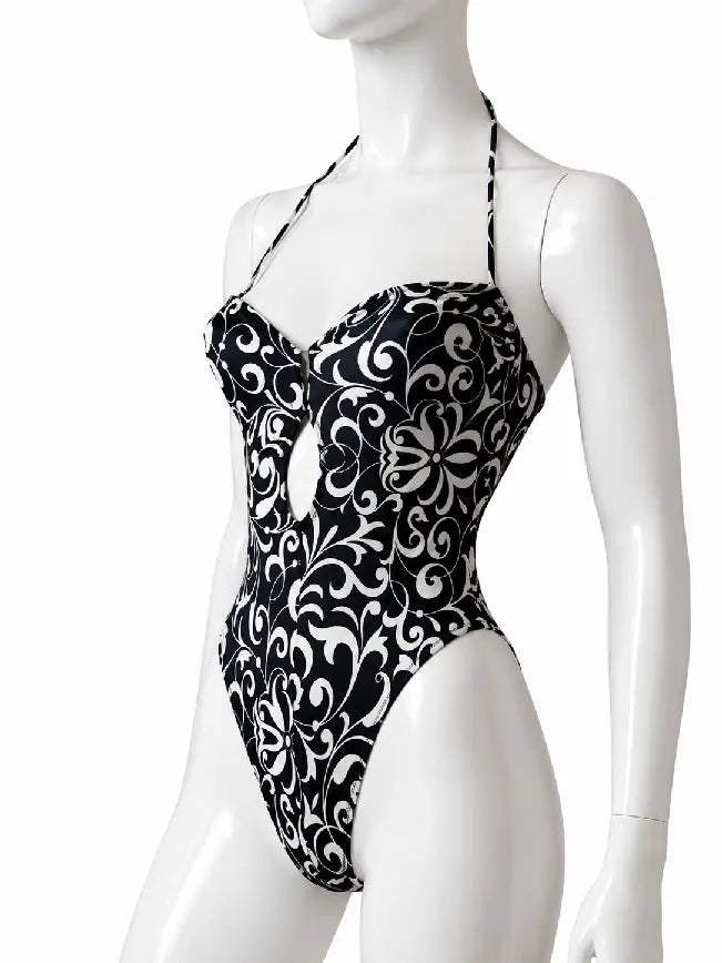 Versace Mare costume intero barocco bianco nero Made in Italy - taglia 44