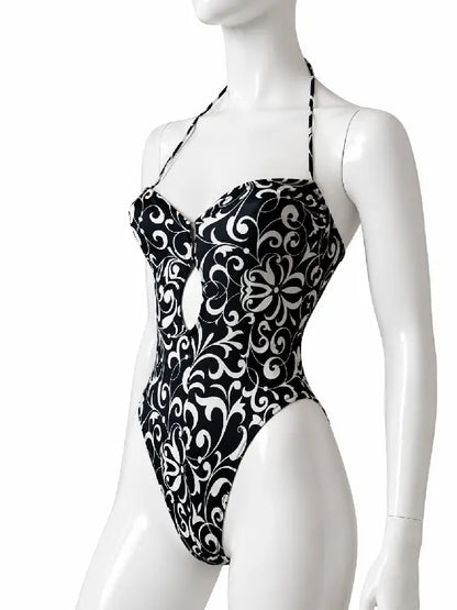 Versace Mare costume intero barocco bianco nero Made in Italy - taglia 44
