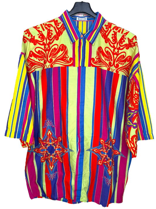 Camicia Gianni Versace Vintage Anni ‘90 in Cotone Multicolor a Righe.