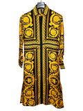 Abito camicia Versace Tribute Baroque SS 1992 seta nera oro tg 36