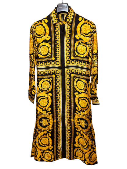Abito camicia Versace Tribute Baroque SS 1992 seta nera oro tg 36