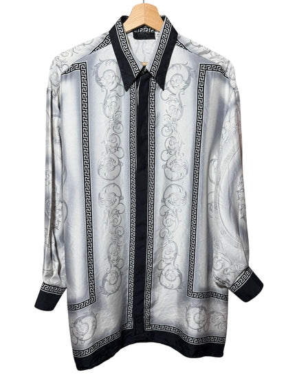 Camicia Donna Vintage Versace Classic V2 100% Seta Barocca Grigia Nera M