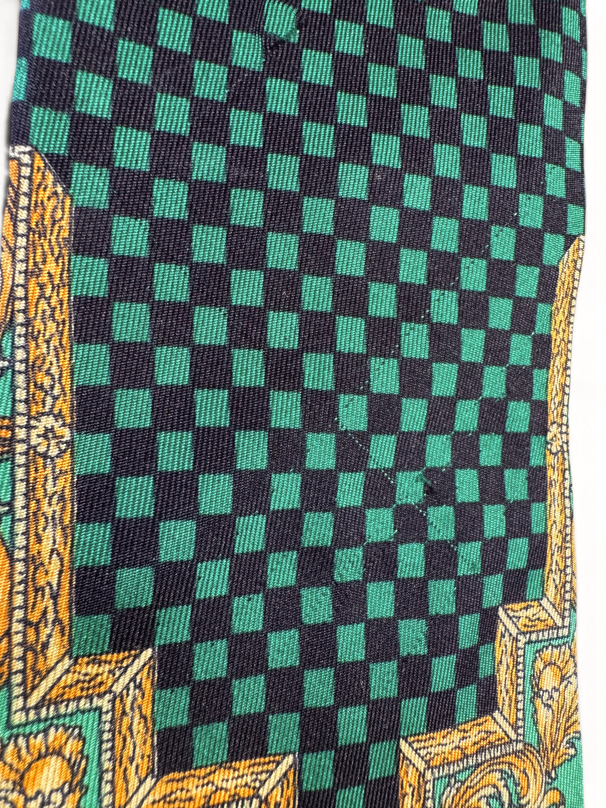Cravatta Gianni Versace in seta verde stampa animalier Medusa Made in Italy