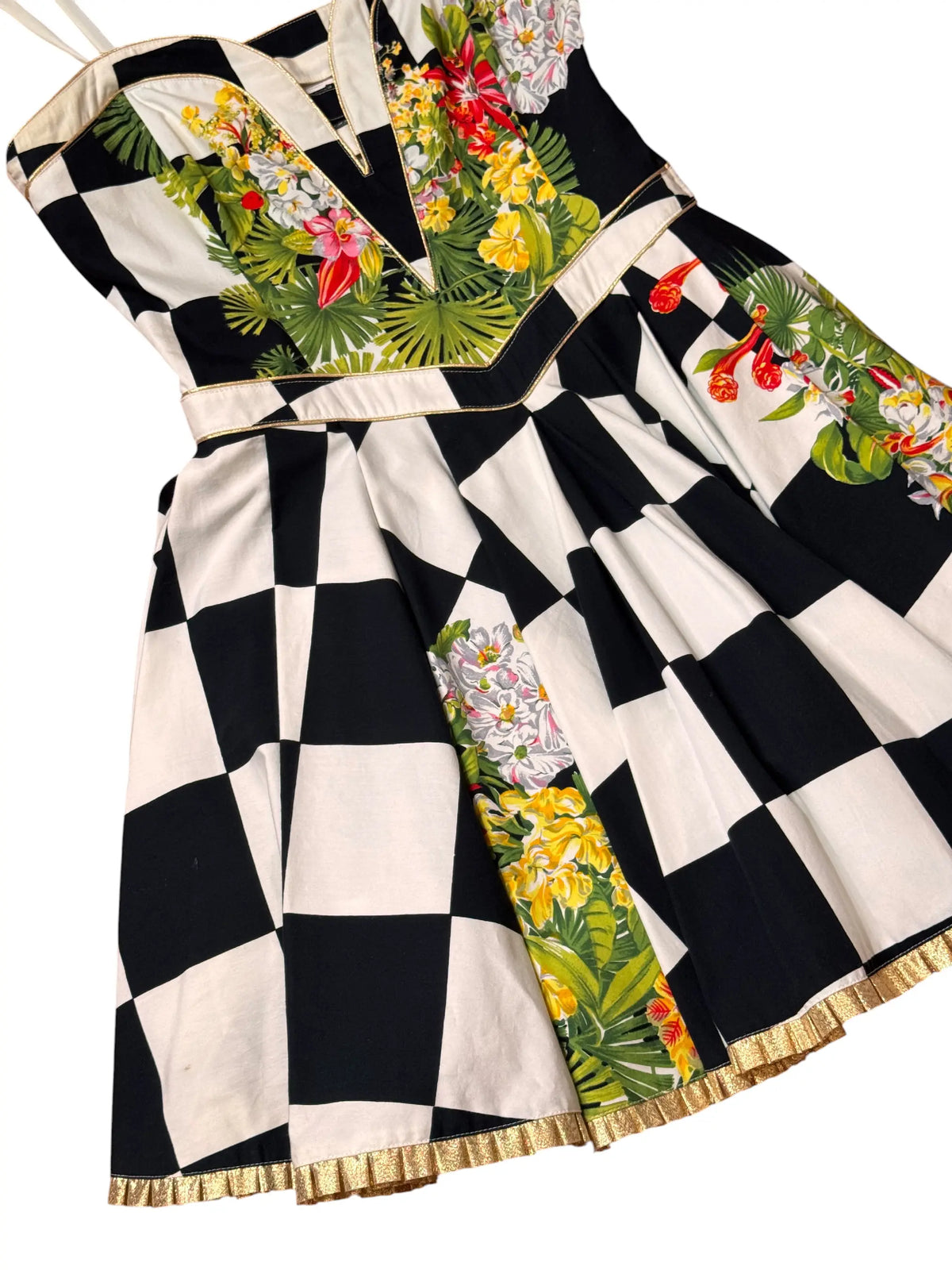 Versace Couture abito donna scacchi floreale Made in Italy — foto 4
