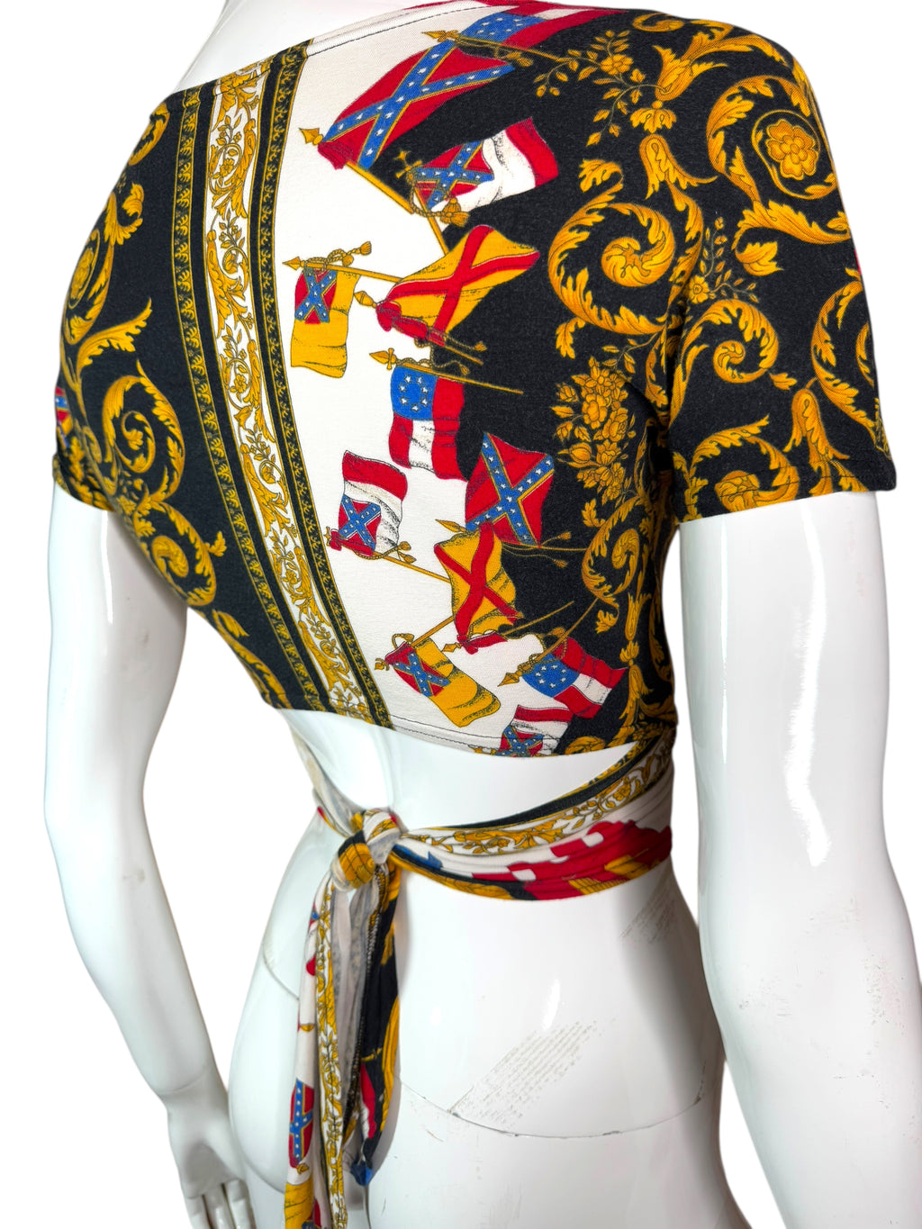 Top vintage Versus Gianni Versace – stampa barocca e bandiere, taglia unica — foto 7