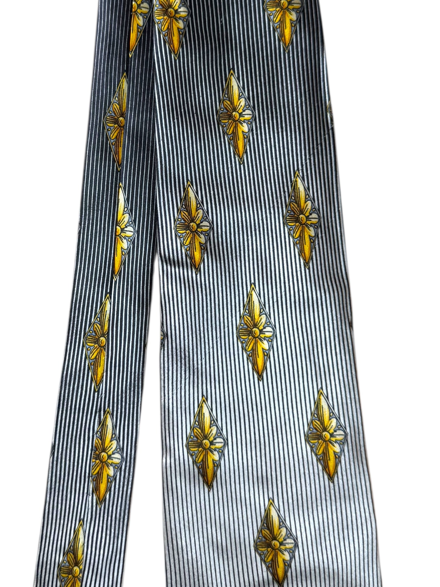 Cravatta vintage Gianni Versace rigata barocca Medusa seta 100% Made in Italy