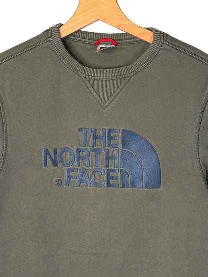 Felpa The North Face verde militare con logo ricamato Taglia XS