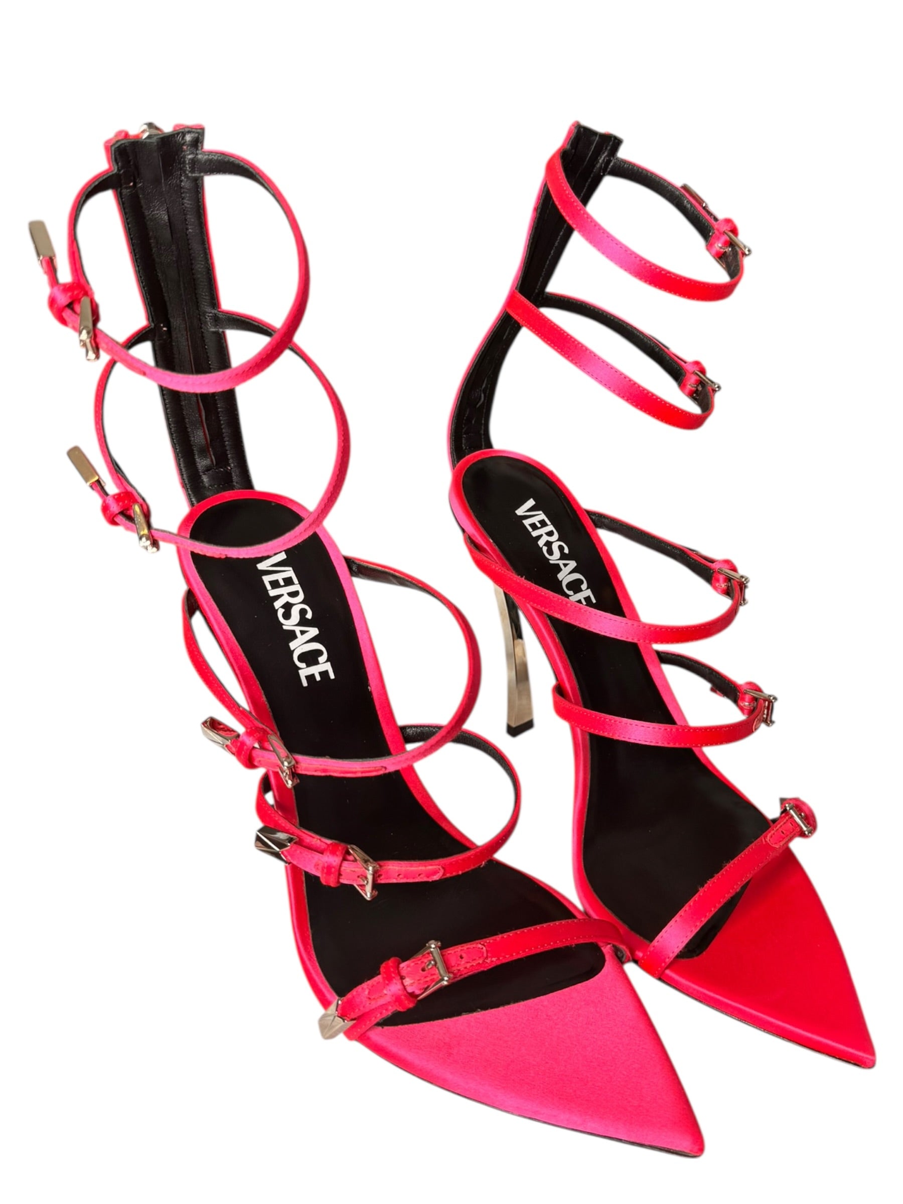 Sandali Versace donna con tacco scultura e cinturini multipli rosa - 40 — foto 13