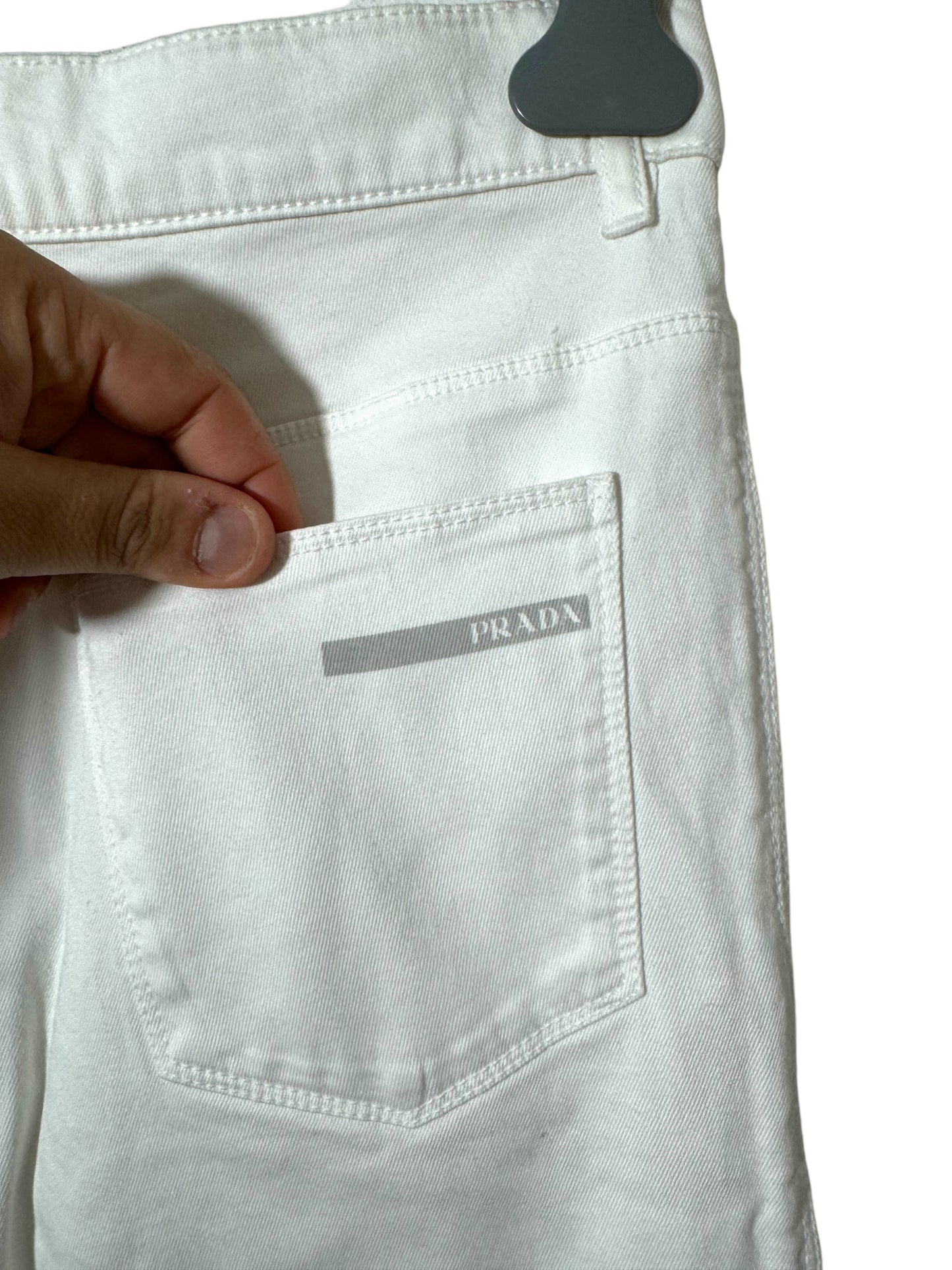 Prada pantaloni a zampa in jeans bianco