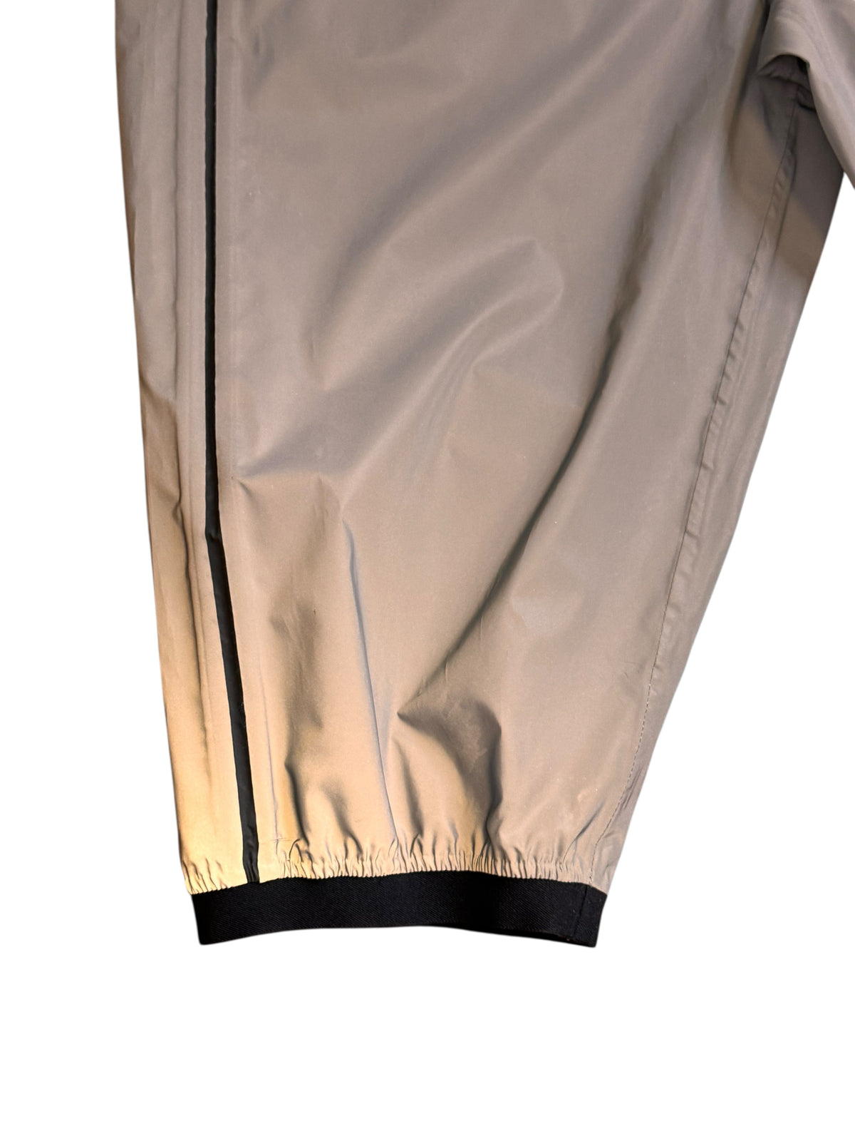 Prada pantaloni sportivi nylon grigio bande nere logo rosso tg 48 — foto 5