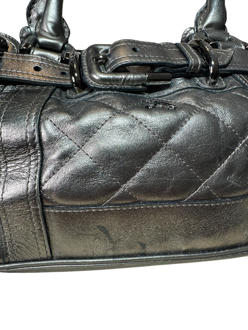 Burberry borsa in pelle metallizzata — foto 18