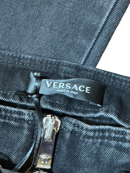 Jeans VERSACE Donna Tg 25 – Modello Flare Vita Bassa Nero con Medusa