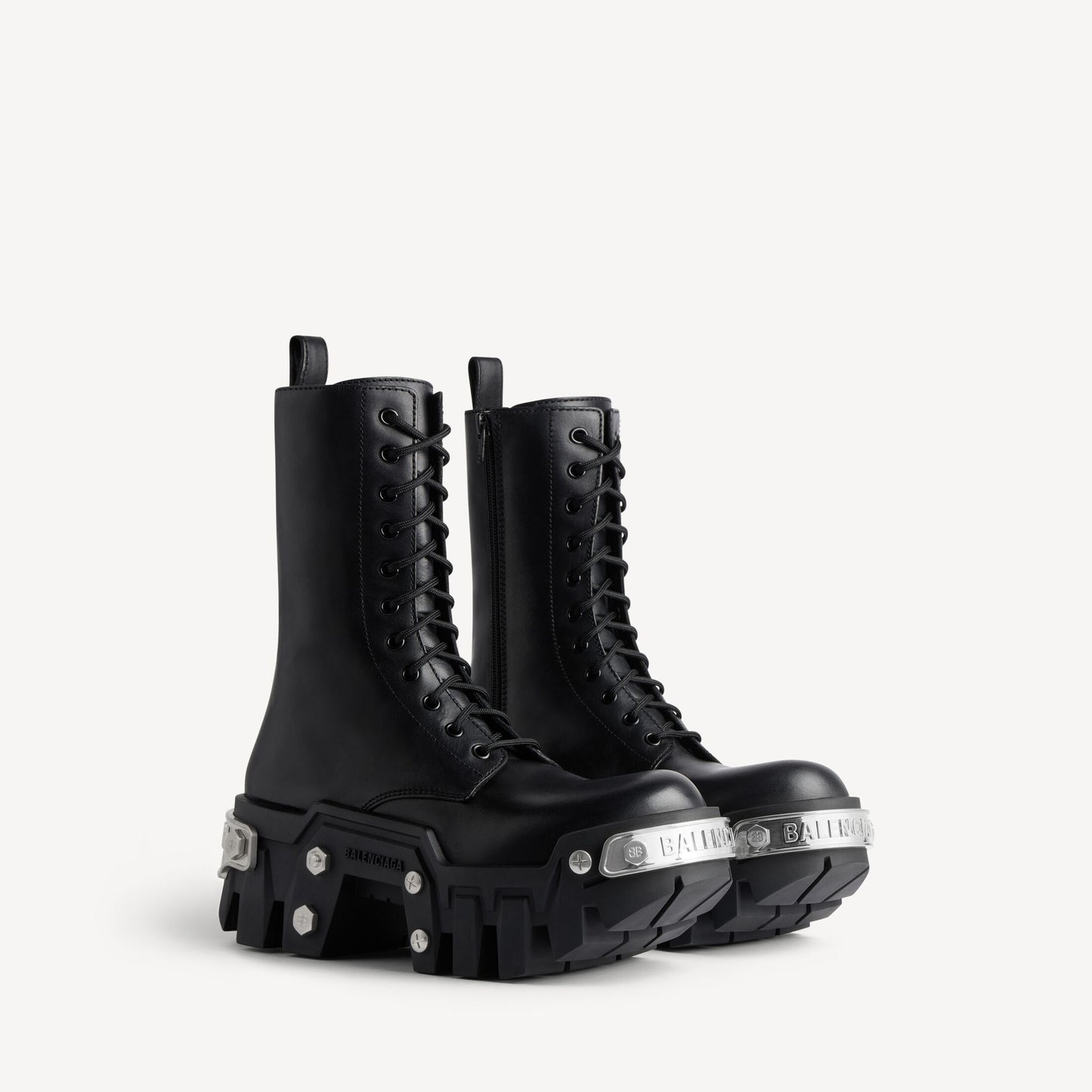 Balenciaga Bulldozer Lace Booti black silver pelle - taglia 44