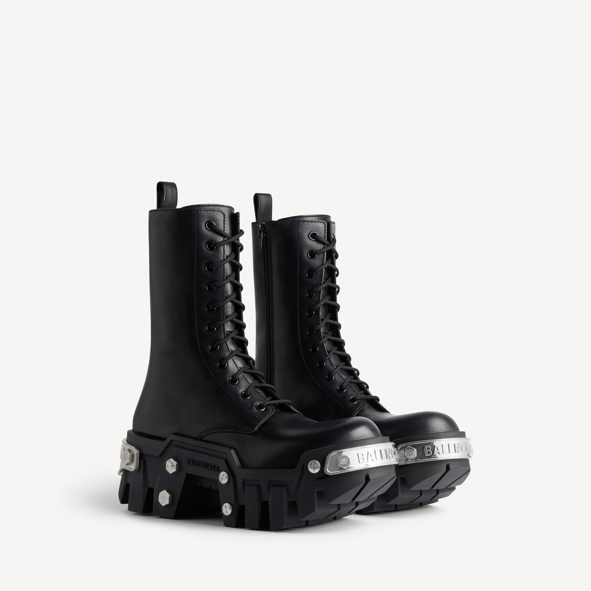 Balenciaga Bulldozer Lace Booti black silver pelle - taglia 44