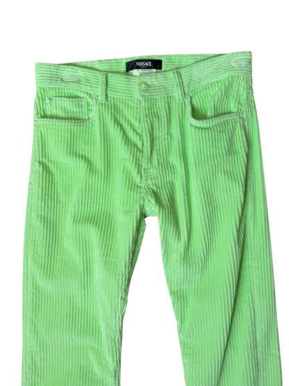 Pantaloni Versace in velluto a coste verde lime - Made in
Italy - Taglia 32