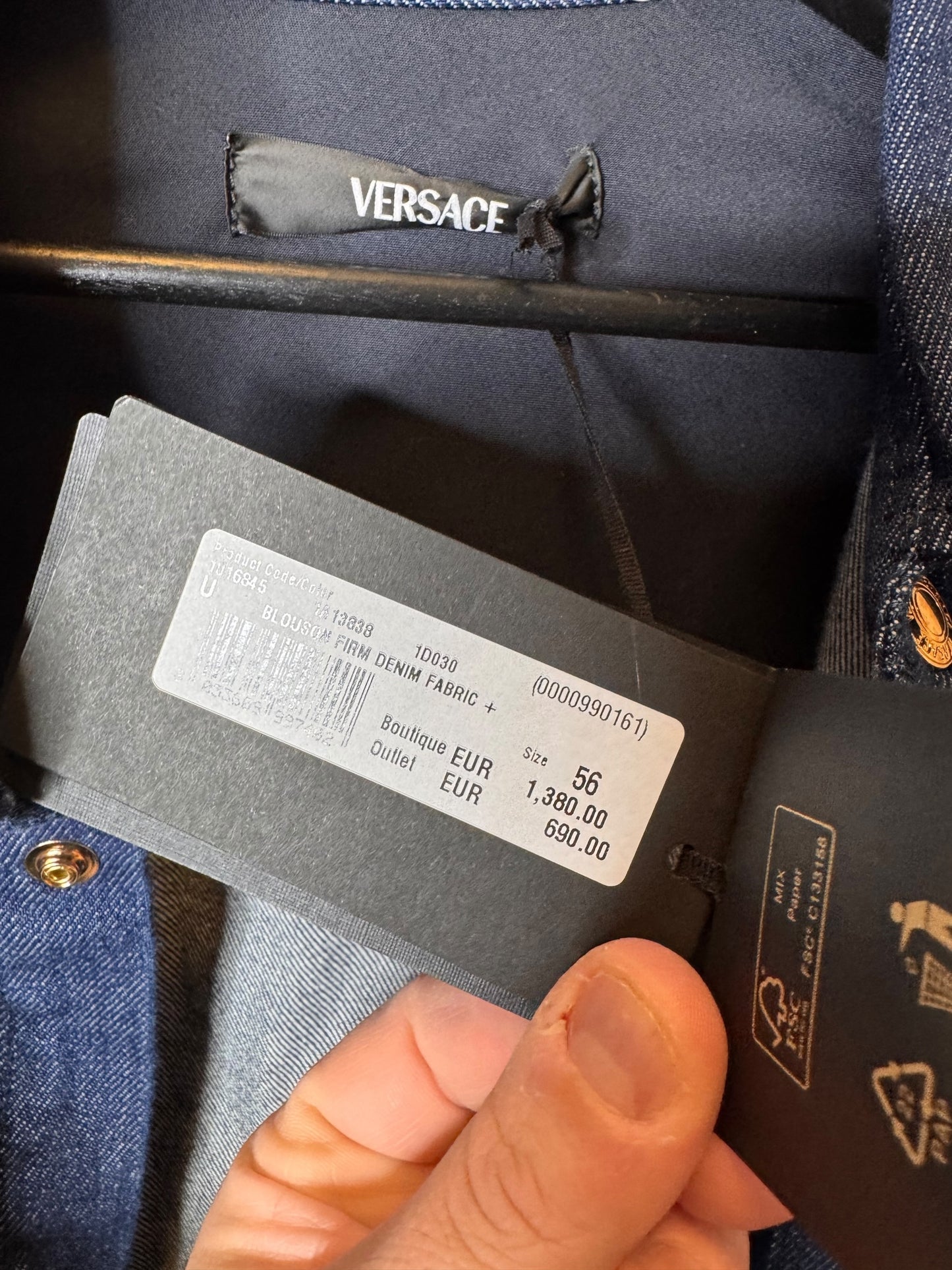 Giacca Camicia Versace in Denim con Medusa Ricamata – Taglia 56