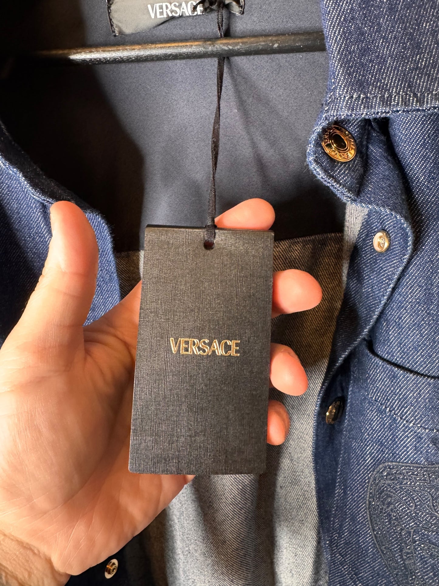 Giacca Camicia Versace in Denim con Medusa Ricamata – Taglia 56