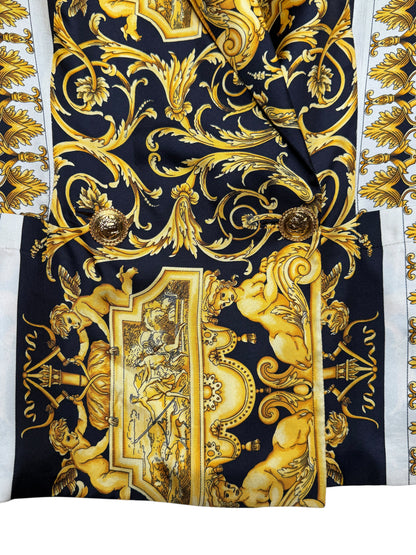 Gianni Versace Couture Blazer Vintage Anni ‘90 Barocco in Seta Donna IT 42
