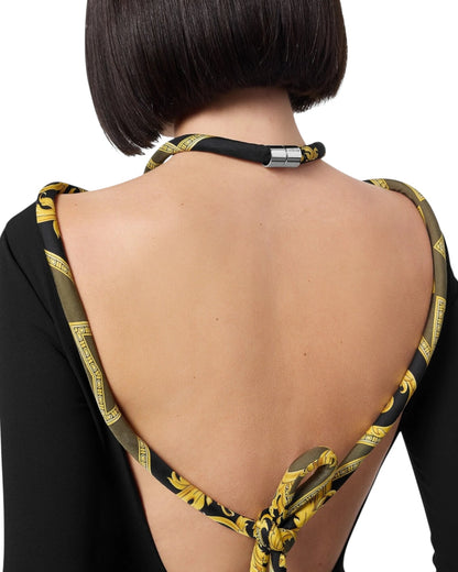 Versace body nero con lacci in seta Barocco - Tg 38 - Made in Italy