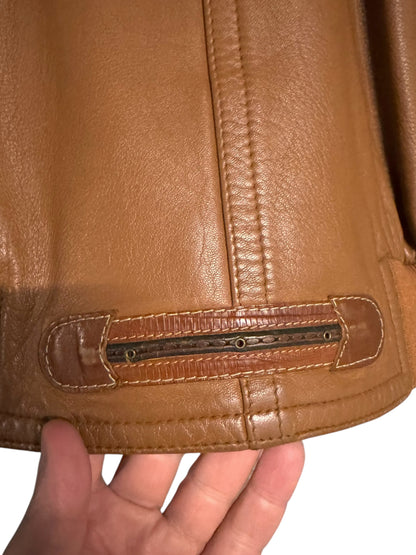 Giacca vintage Pancaldi in pelle ovina con colletto shearling made in Italy — foto 5