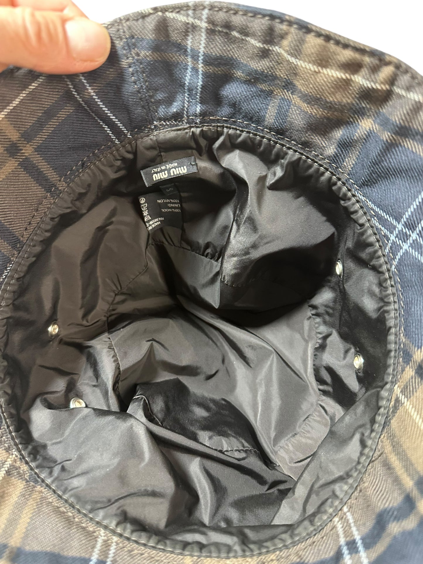 Miu Miu cappello bucket tartan (S)