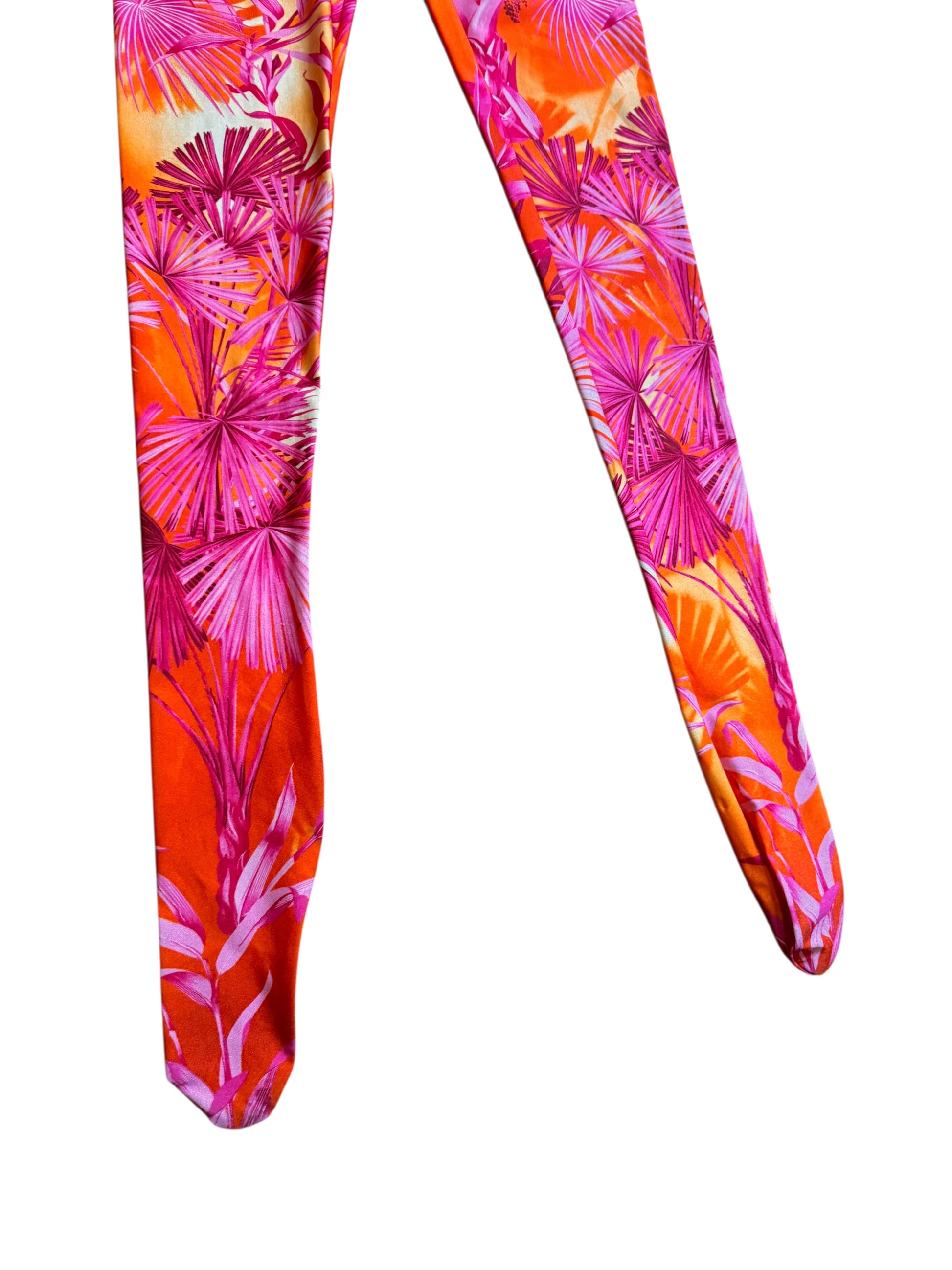 Versace leggings jungle fucsia arancio taglia 38 stampa tropicale — foto 3