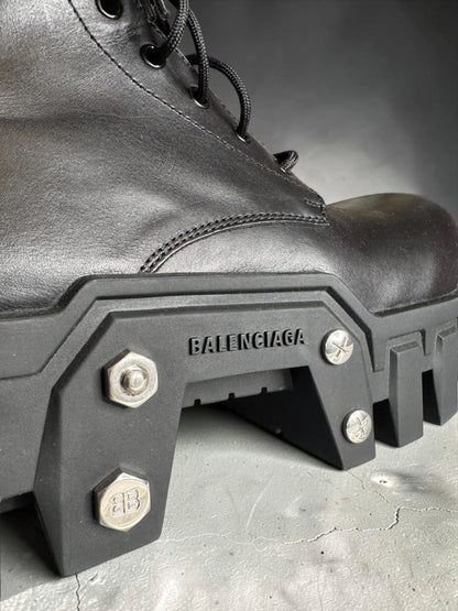 Balenciaga Bulldozer Lace Booti black silver pelle - taglia 44