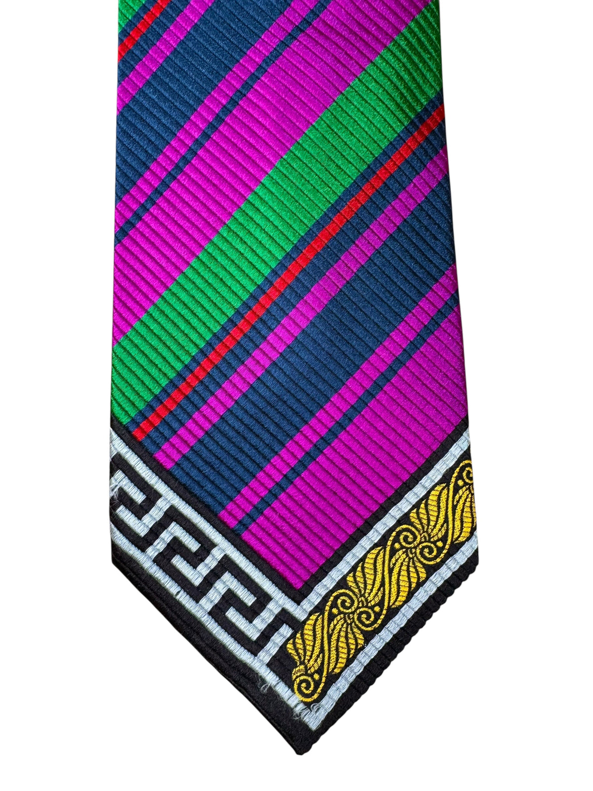 Cravatta Gianni Versace Vintage Seta Righe Medusa Greca — foto 2