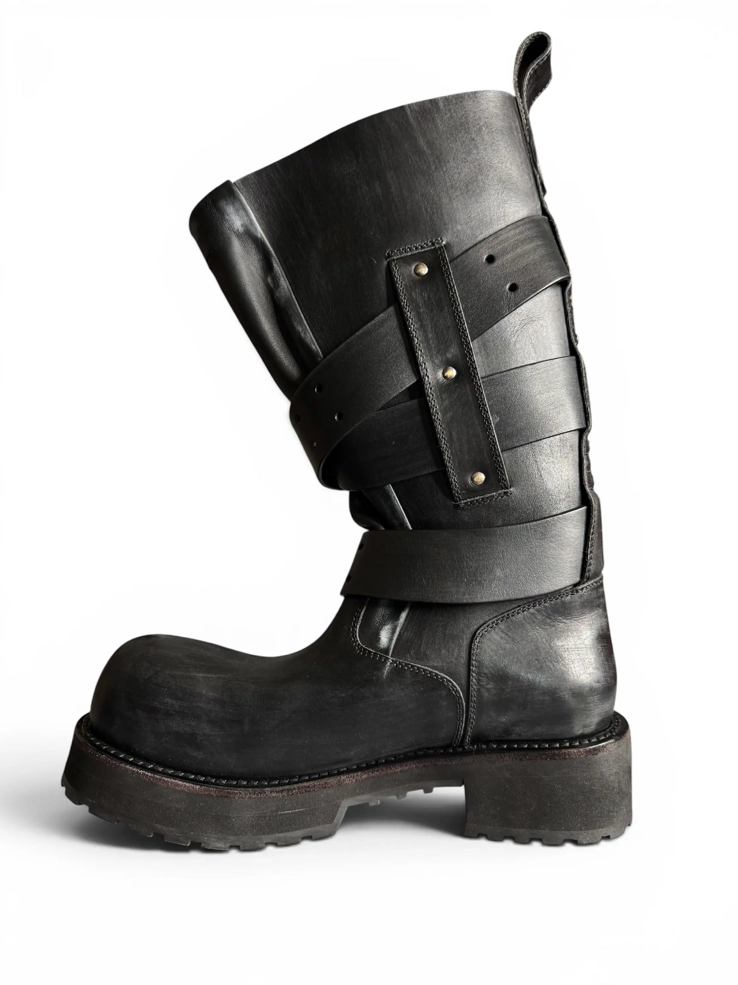 Balenciaga Venom Boot biker pelle nera distressed - taglia 42