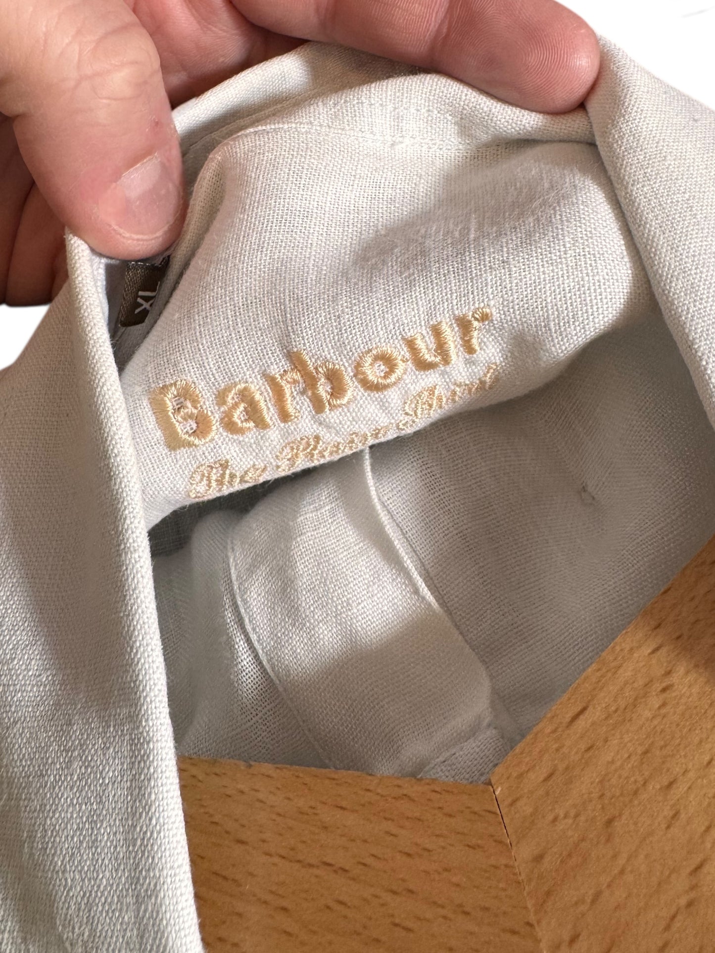 Camicia Barbour uomo XL in lino 100% bianca Made in Portugal