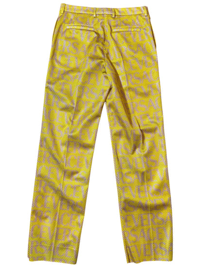 Pantaloni Versace logo all over mesh giallo IT 48 nuovi