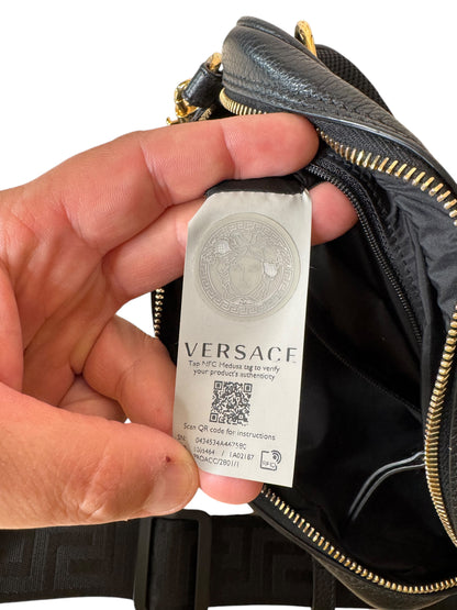 Versace Borsa a Tracolla Uomo in Pelle Nero con Medusa