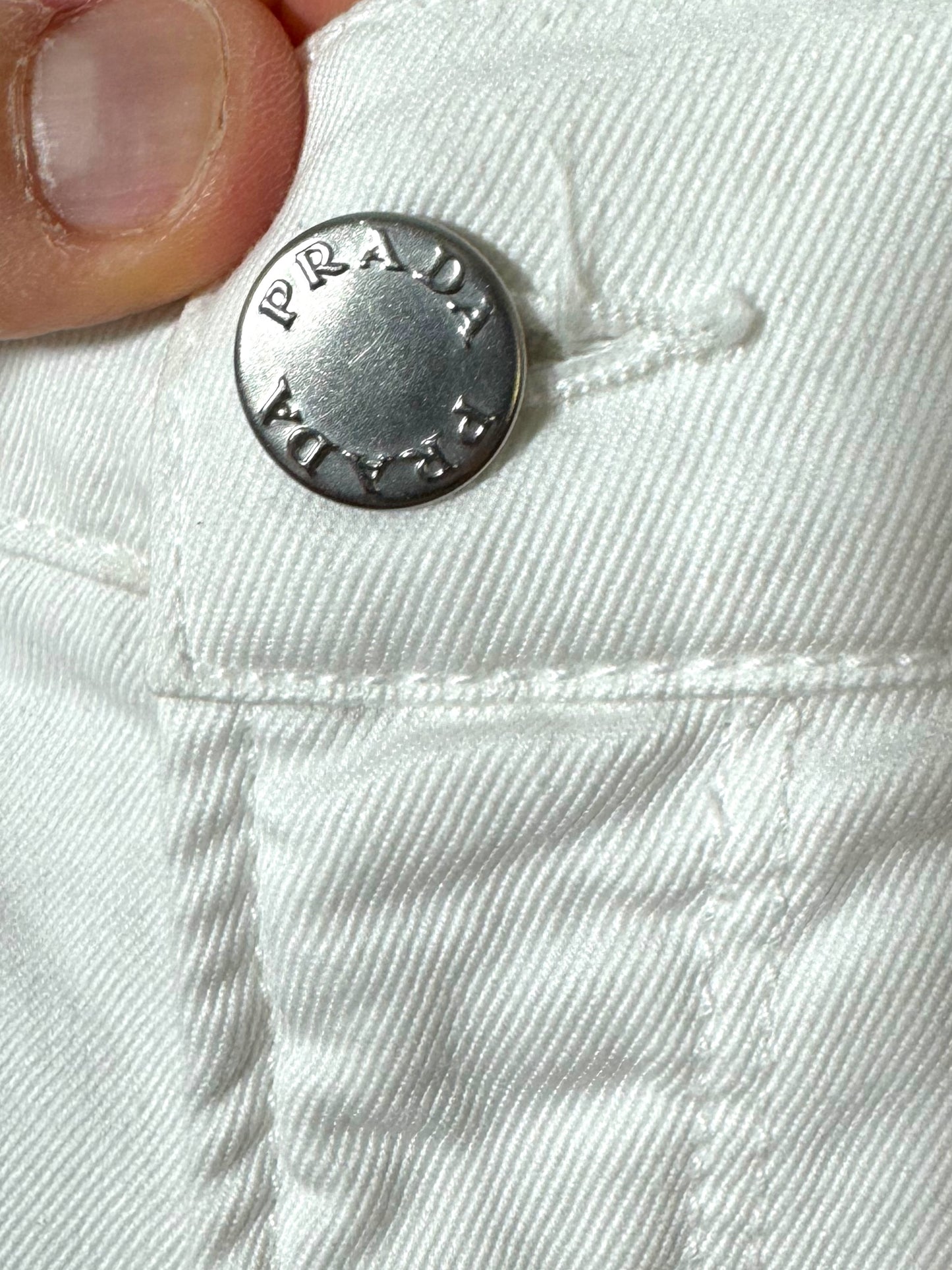 Prada pantaloni a zampa in jeans bianco