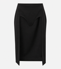 Jean Paul Gaultier Gonna Nera Cut Out in Lana Vergine Taglia IT 46 Nuova