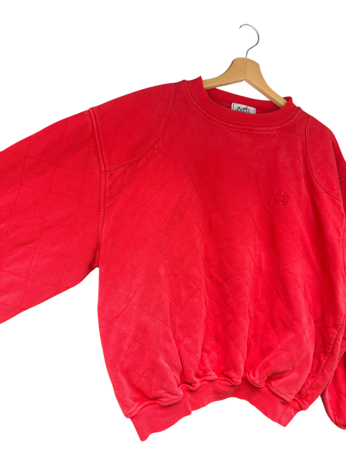 Felpa Hermès Paris vintage rossa trapuntata – Made in France — foto 4