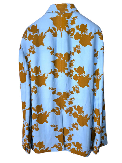 Giacca Versace azzurra con stampa floreale – Taglia 48 (M)