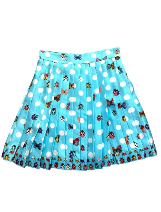 Gonna Versace in Seta con Stampa Coccinelle e Pois -
Taglia 40 - Made in Italy