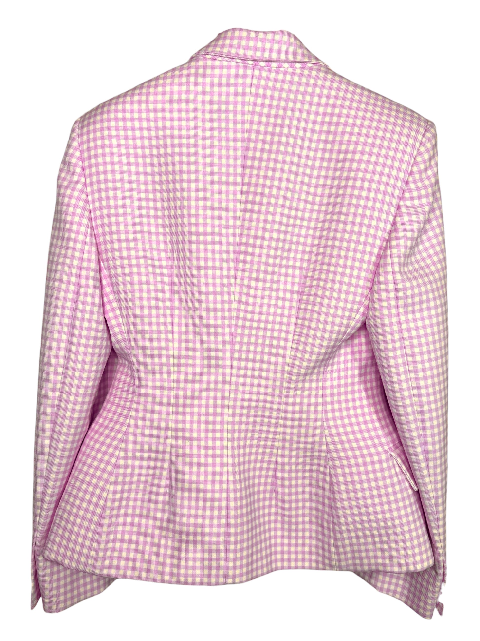 Blazer Versace donna lana vergine rosa vichy bottoni Medusa taglia 42 nuovo — foto 10