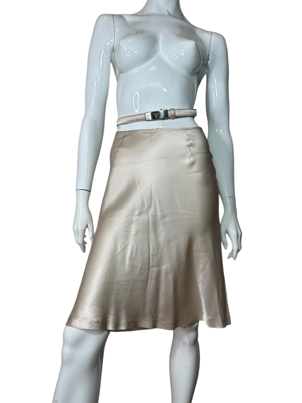 Prada gonna vintage in seta con cintura