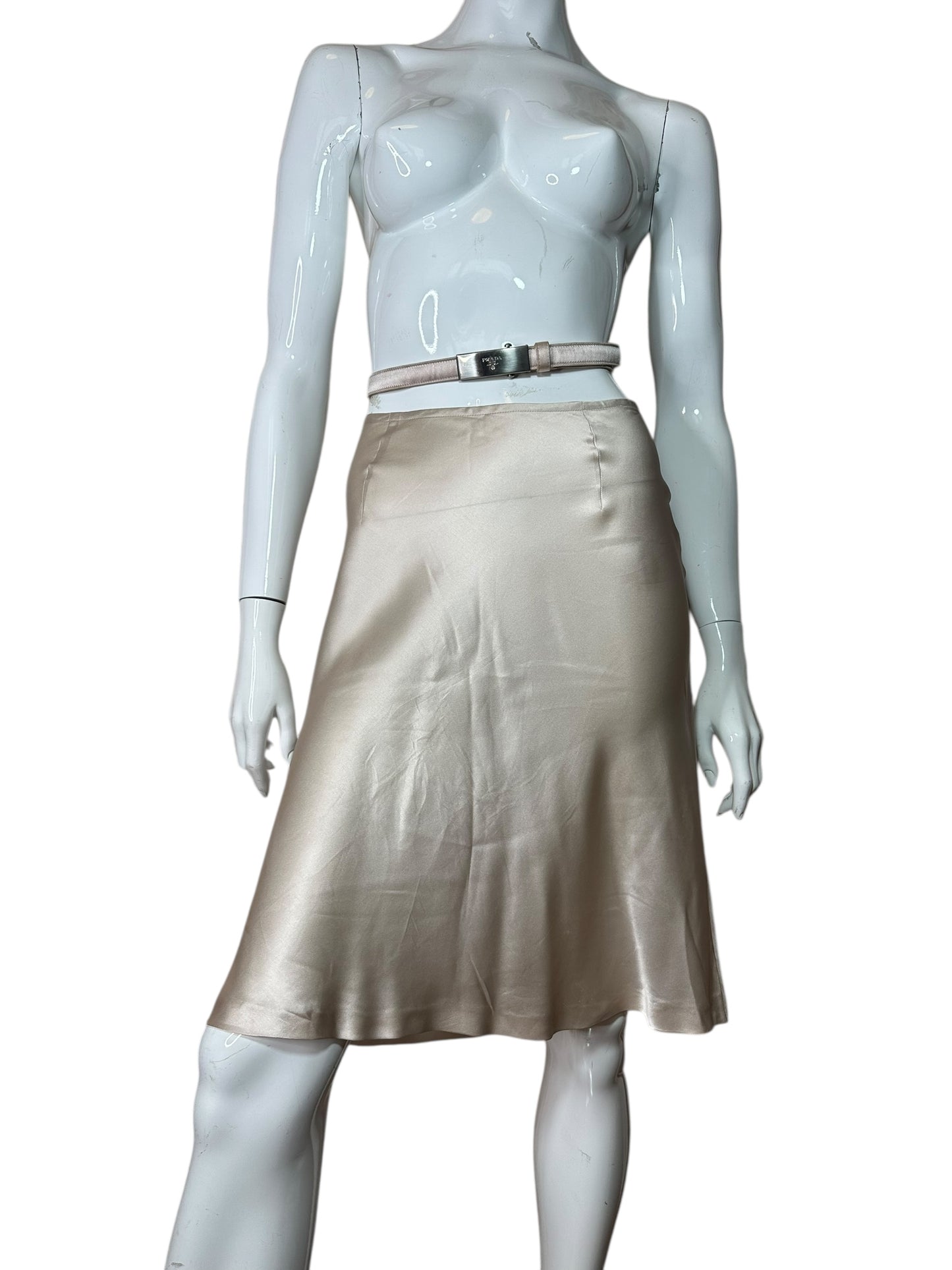 Prada gonna vintage in seta con cintura (M)