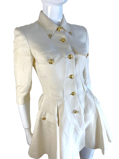 Istante abito blazer vintage panna con bottoni gioiello — foto 8