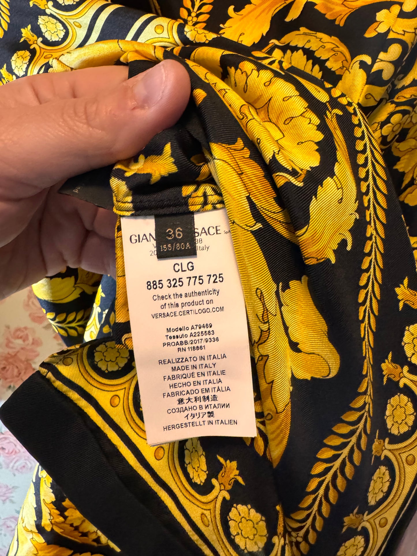 Abito camicia Versace Tribute Baroque SS 1992 seta nera oro tg 36 — foto 8