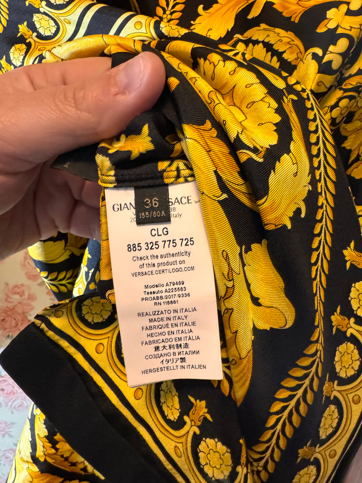 Abito camicia Versace Tribute Baroque SS 1992 seta nera oro tg 36 — foto 8