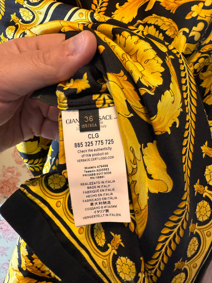 Abito camicia Versace Tribute Baroque SS 1992 seta nera oro tg 36 — foto 8