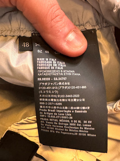 Prada pantaloni sportivi nylon grigio bande nere logo rosso tg 48 — foto 6
