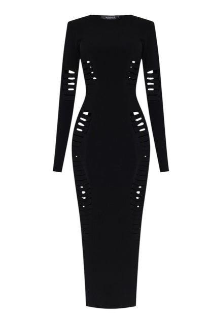 Versace Abito Lungo Nero Cut-Out in Maglia – Taglia IT 42 – Made in Italy.