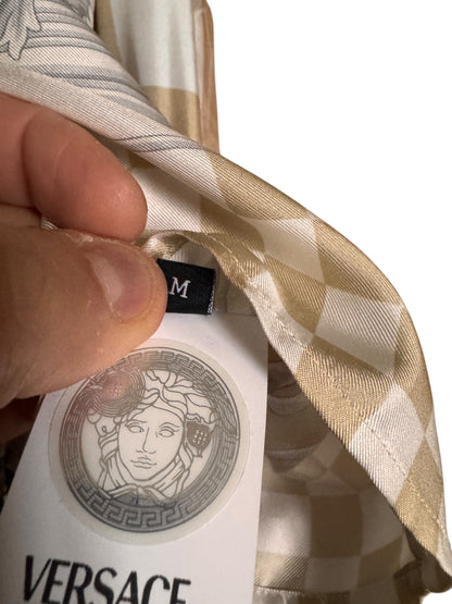 Camicia Versace in seta 100% motivo Medusa e scacchi Made in Italy (M)